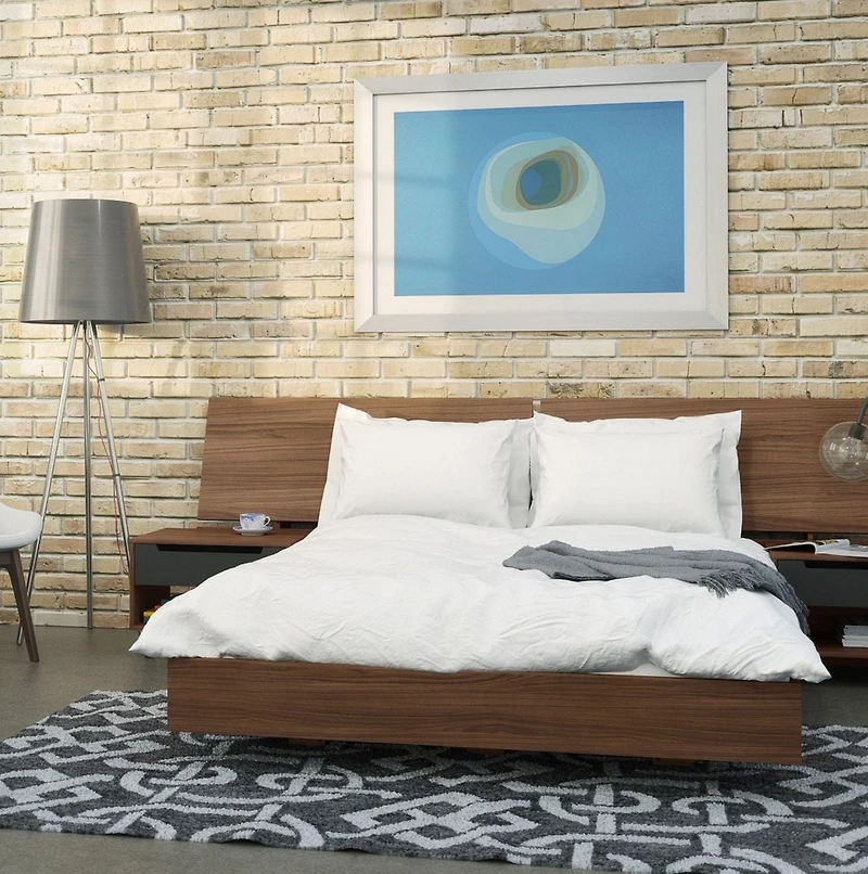 Nexera Alibi Queen Platform Walnut Bed