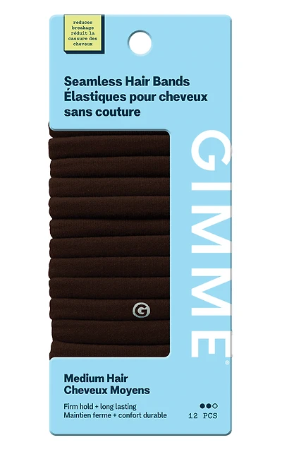 Gimme Beauty Élastiques pour Cheveux Sans Couture pour Cheveux Moyens, Attache à Queue de Cheval, Brun Foncé