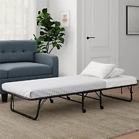 Signature Sleep Folding Metal Guest Bed with 5 Inch Floral Mattress, Folding Guest Bed