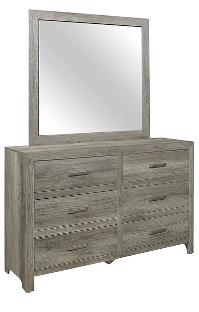 Topline Home Furnishings Weathered Grey Dresser with Mirror