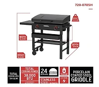 Daytona 2-Burner Propane BBQ Gas Griddle in Black with Hinged Lid