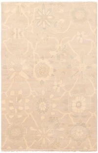 ECARPETGALLERY Tapis Noué à la Main pour Salon, Salle à Manger et Chambre à Coucher Floral Collection Oushak Prestige 5'2" x 7'10" en Ivoire