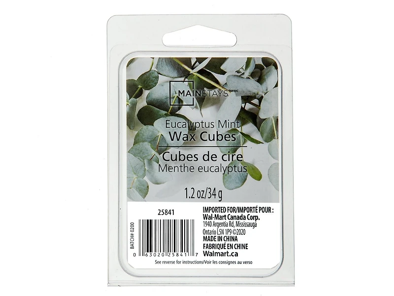 MAINSTAYS MENTHE EUCALYPTUS CUBES DE CIRE 1,2 oz / 34 grammes