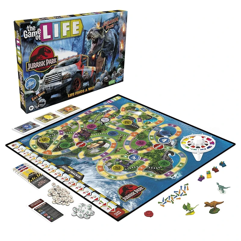 The Game of Life Jurassic Park Edition Game, Family Board Game for Kids Ages 8 and Up, Inspired by the Original Hit Movie