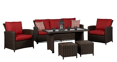 Beaumont 6PC jeu de conversation en table haute avec de coussin rouge