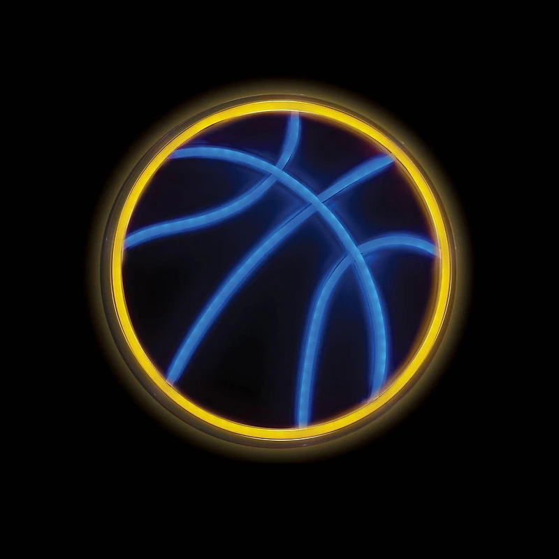 Merkury Innovations Enseigne murale au néon LED de basket-ball de 12,6 po Enseigne néon LED basketball