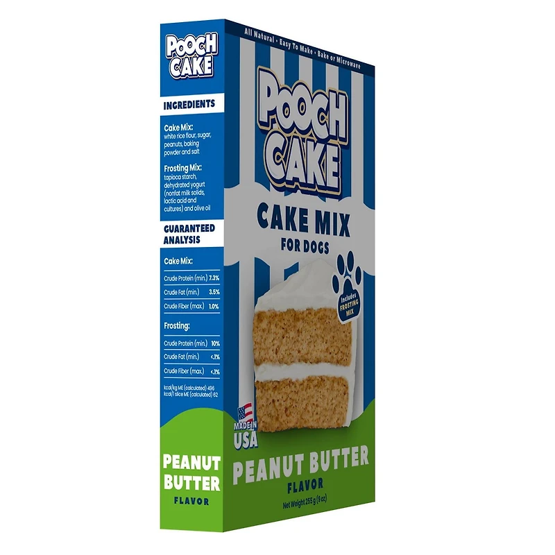 Pooch Cake Ensemble Especial avec Mélange à gâteau au beurre d’arachides et Mélange de crème glacé au gâteau d'anniversaire