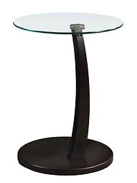 Monarch Specialties Table D'appoint, En Forme De C, Bout, Côté, Collation, Salon, Chambre À Coucher, Stratifié, Verre Trempé, Brun, Dégager, Contemporain, Moderne
