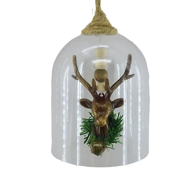 Holiday Time Brown Deer Head Cloche Ornament