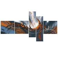 Design Art Orange Grey And Blue Abstract Canvas Wall Art