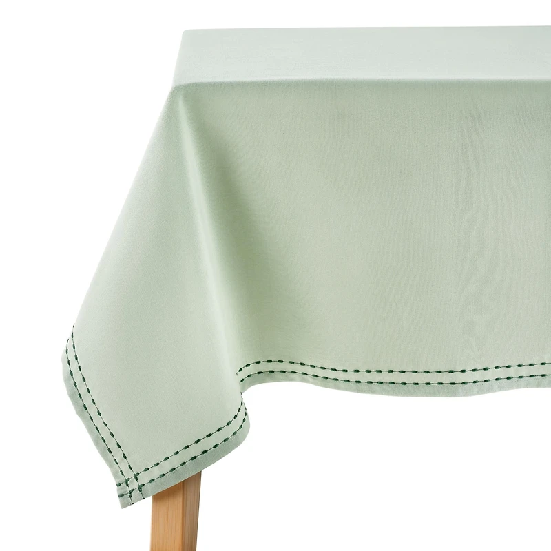 Nappe en tissu à ourlet double surpiqûre, couleur vert sauge, motif Beautiful Home de Drew Barrymore, 213 cm de large x 152 cm de long