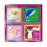 Assorted Valentines Kiddie Cards, 12 count with Envelopes (Blowfish, Whale, JellyFish, Penguin)