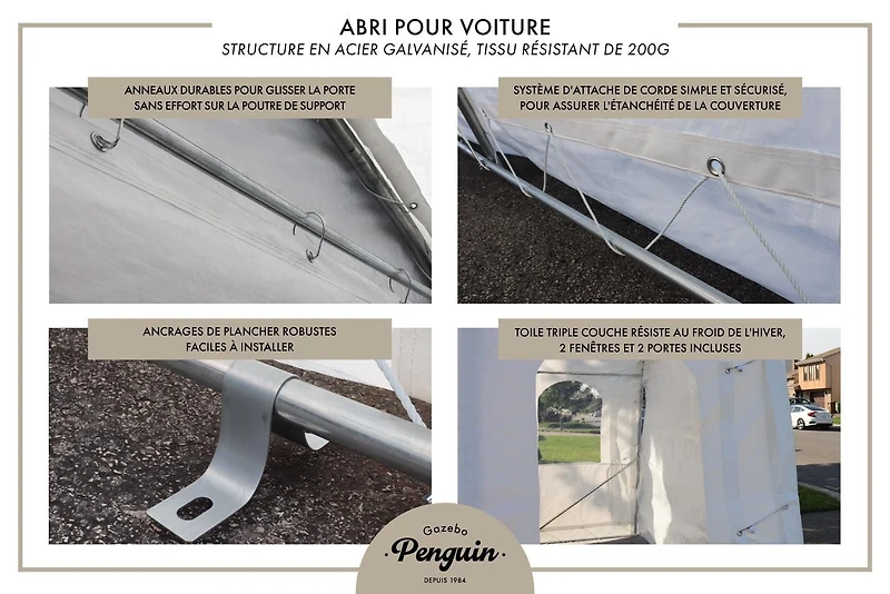 Car Shelter 11 ft. X 16 ft. in White