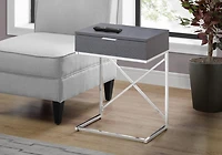 Monarch Specialties Accent Table, Side, End, Nightstand, Lamp, Storage Drawer, Living Room, Bedroom, Grey Laminate, Chrome Metal, Contemporary, Modern