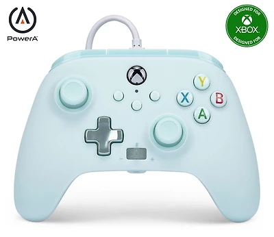 Manette câblée améliorée de PowerA pour Xbox Series X|S - Barbe à Papa bleus