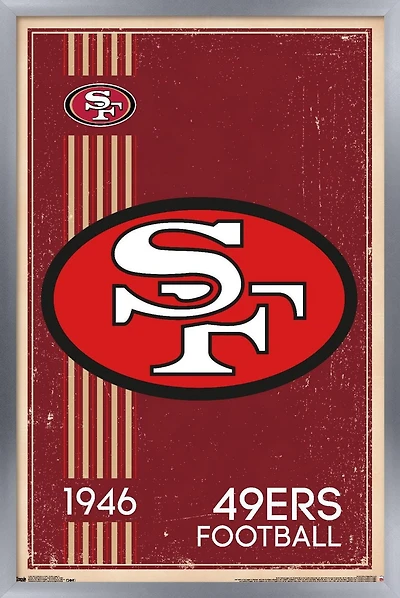 NFL San Francisco 49ers - Retro Logo 14 Wall Poster, 22.375" x 34" Framed