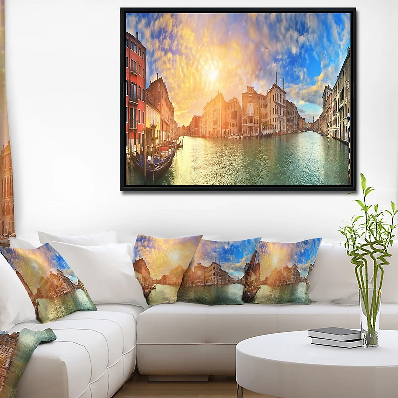 Design Art Grand Canal Venice Panorama Framed Canvas Art Print