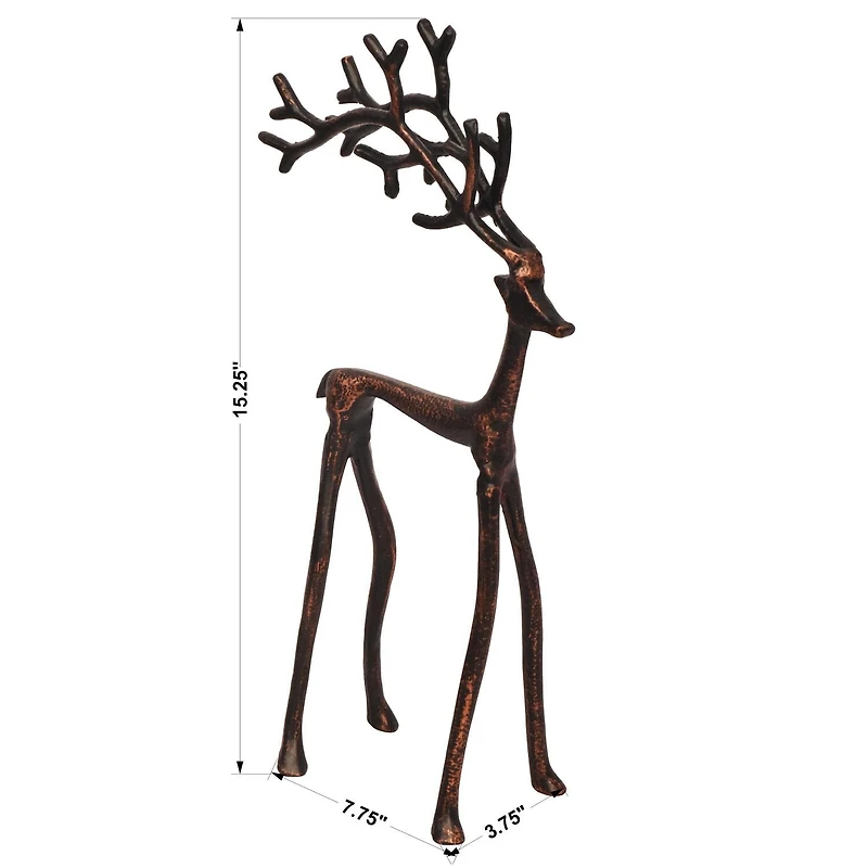 Renne en métal moulé avec finition brun brossé, 15,25", par Fraiche