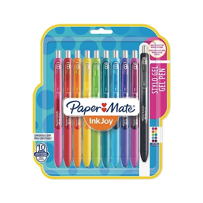 Stylo de gel Paper Mate Inkjoy, couleurs assorties, paq. de 10