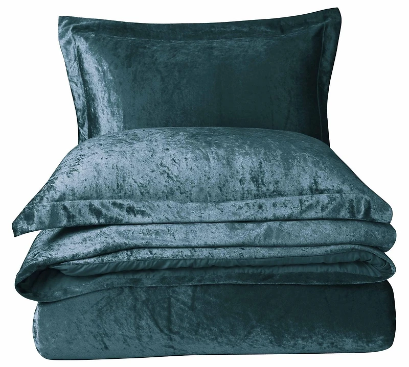 Swift Home Solid Crushed Velvet Duvet Cover Set