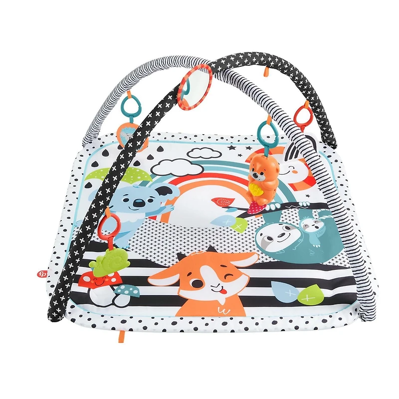 Fisher-Price 3-in-1 Music Glow and Grow Gym Infant Playmat with Lights & Removable Toys, Ages 0+