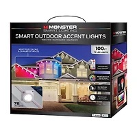 Monster Lumières Extérieures Permanentes Intelligentes, 100 Pieds, 72 LED RGBIC+ Multiblanc, Résistantes à l'Eau, Contrôle par Application et Voix, Parfaites pour les Fêtes et Toute l'Année