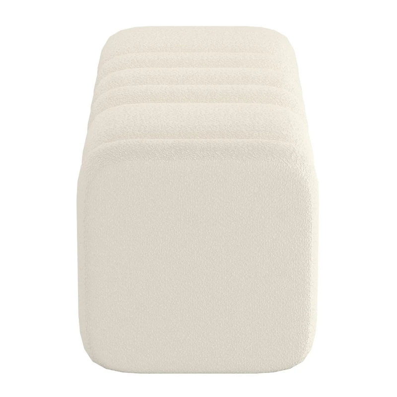 Contemporary Boucle Fabric Large Ottoman Bench - Ivory