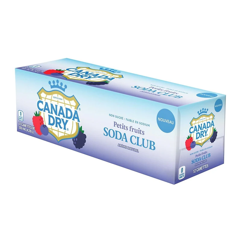 CD Club Soda Triple Berry Fridge Pack Cans,355 mL, 12 Pack