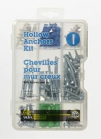 Chevilles murales assorties 120 pièces Les ancrages de plastique sont utilisés pour supporter sur une cloison sèche des charges légères sans la fixation à un montant ou dans la maçonnerie.