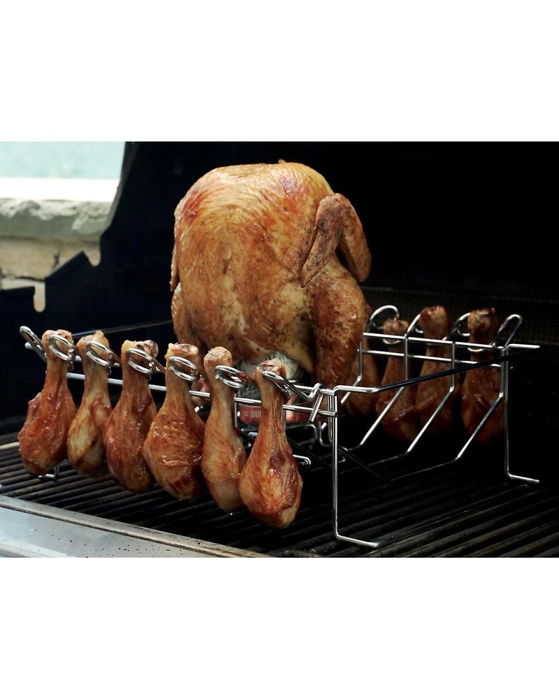 4-en-1 BBQ Basket - 14.5" x 9.5" Panier, Wing Rack Fits 12 Drumsticks, Rib Rack Fits 6 Racks, Détachable Can Holder