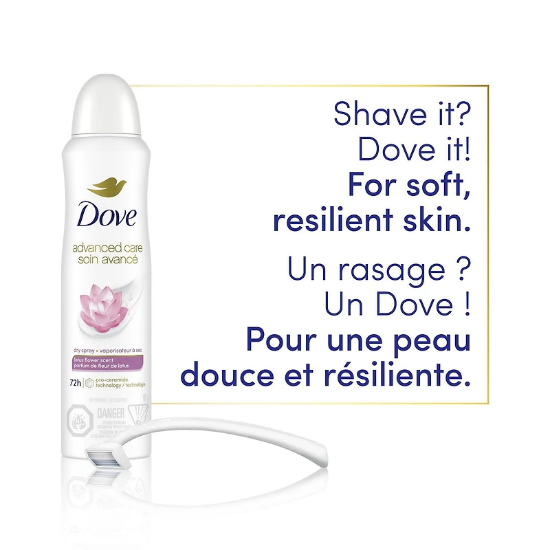Antitranspirant vaporisateur à sec 72h de protection Dove Nourishing Secrets Parfum fleur de lotus protection antibactérienne contre les odeurs 107g