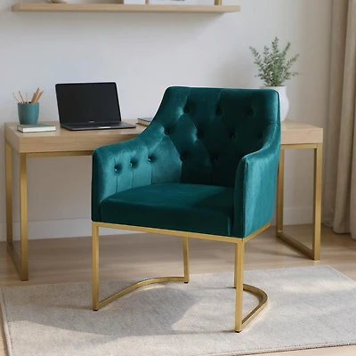 Fauteuil de bureau luxe Homy Casa en velours avec design ergonomique et touches dorées