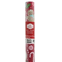 Papier cadeau Holiday Time en rouleau simple, bonbons roses, rouges, blancs et verts