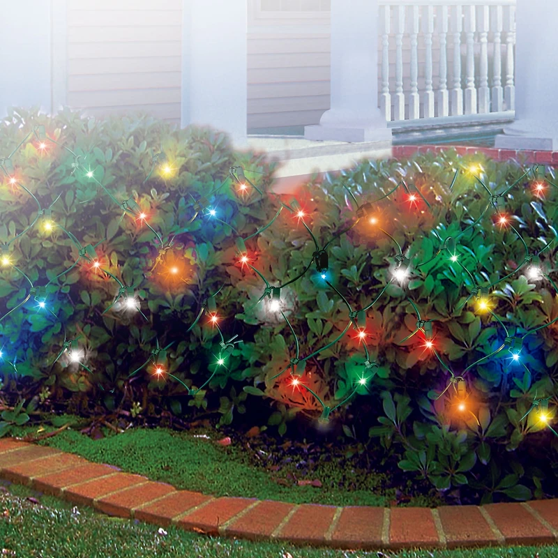 EZ-Illuminations 4'x4' 100-Count LED Net Lights, Multicolor with Cool White Flicker, 4ft x 4ft (1.2mx1.2m) lighted area