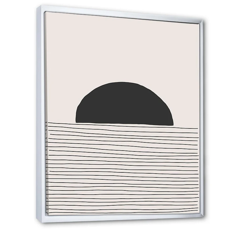 Designart Lignes géométriques minimales et cercle V ART MURAL À CADRE FLOTTÉ