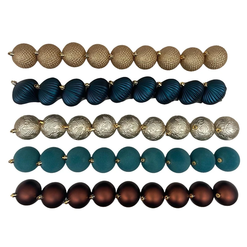 FRAÎCHE Holiday Shatterproof 70MM Ornaments Set, 45 pack