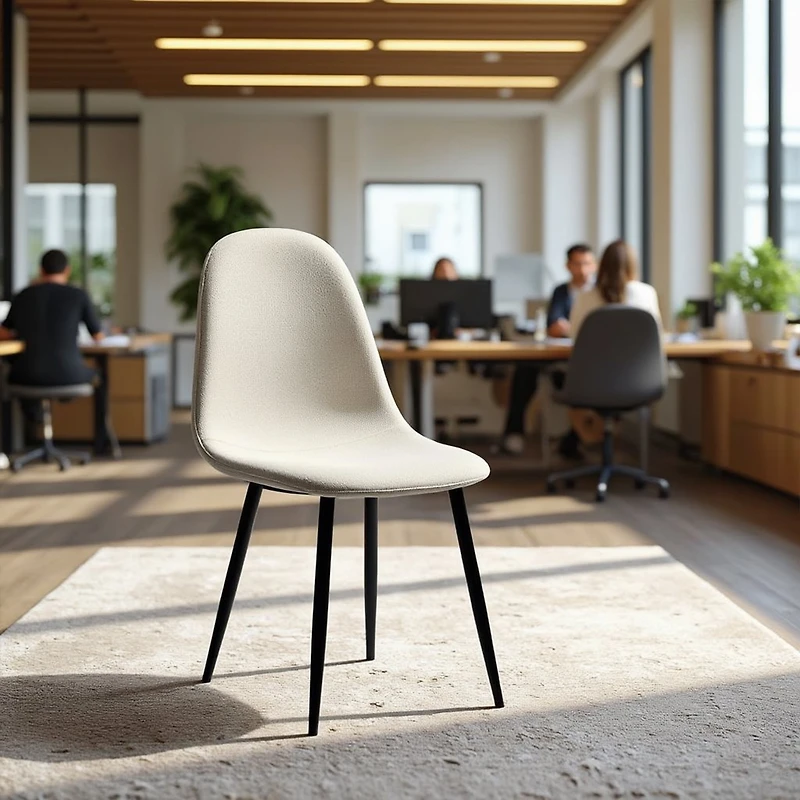 Homy Casa Lot de 4 chaises de bureau rembourrées sans accoudoirs pour espace de travail à domicile, tissu beige