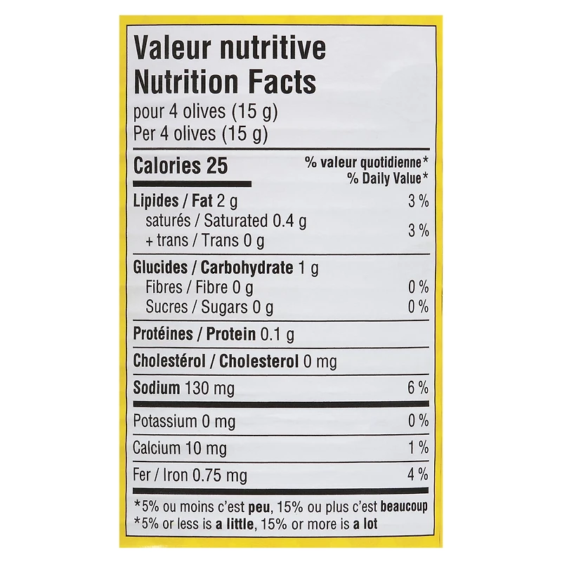 Olives noires dénoyautées Pastene 398 ml