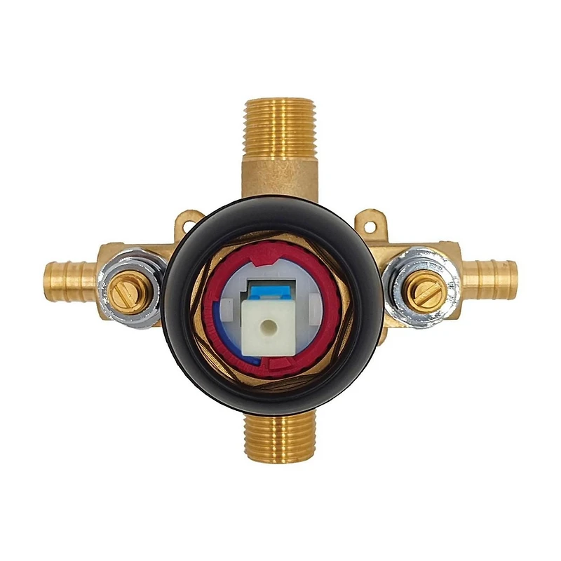 Ensemble de douche carré à pression équilibrée.  PEX connection 1/2-in. for water inlet fini chrome