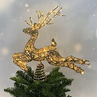 Cerf pour cime de sapin de Noël Holiday Time de 11,5 pouces avec micro-lumières à DEL