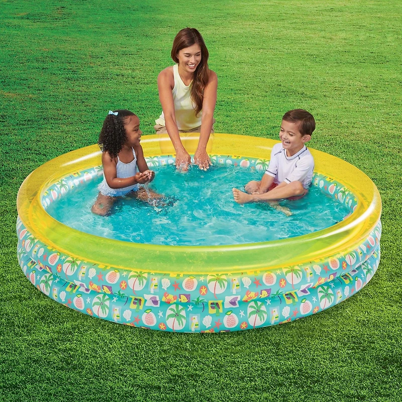 Bluescape Green Tropical 3-Ring Inflatable Swimming Pool for Kids, Round, Age 2 & up, Unisex