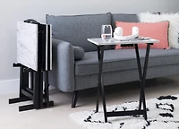 Giles White Faux Marble Tray Table Set
