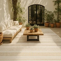 Tapis d'interieur/exterieur abstrait Rug Branch Maise, beige marron, moderne - Entree, couloir
