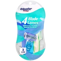 Equate Women's 4 Blade Disposable Razors, 3 Razors