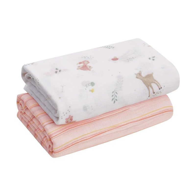 George Baby Muslin Swaddling Blankets, 2-Pack, organic cotton