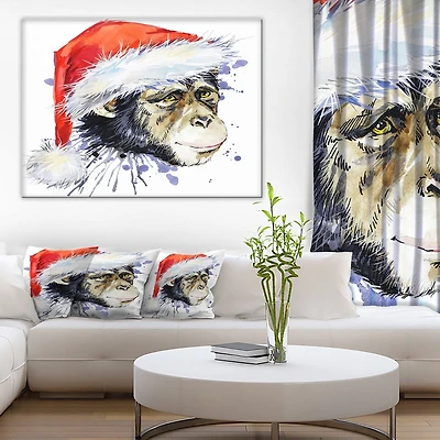 Impression sur toile « singe habillé en père noël » Design Art