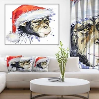 Impression sur toile « singe habillé en père noël » Design Art