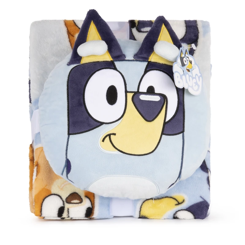 Bluey Ensemble d'Oreiller Nogginz et Couverture de Voyage 102 cm x 127 cm