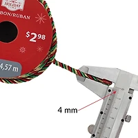 Holiday Time Noël rouge/vert/or tordu cordon cadeau Trim, 15 pieds