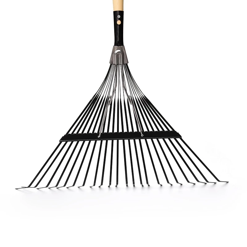 Expert Gardener Hardwood Handle 22-Tine Steel Leaf Rake, Quickly collect leaves